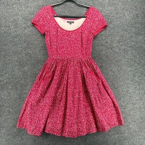 Emily and Fin Dress Womens XS Pink Polka Dots Modest Pinup Rockabilly Prairie‎